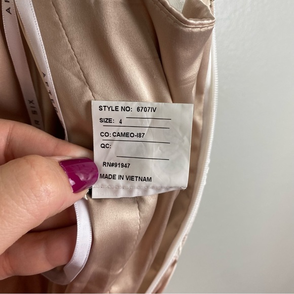 NWT After Six | Cameo Blush Ivory Cocktail Length Classic Lace Dress 4 - Picture 8 of 13